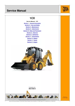 JCB 1CX (series 1) Backhoe Loader Service Repair Manual SN751600 and up