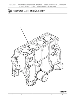 JCB 1CX BACKHOE LOADER Parts Catalogue Manual (Serial Number 00751000-00751599)