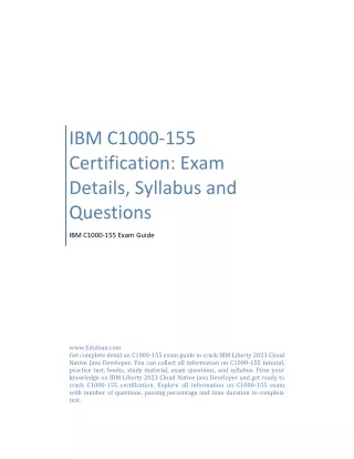 IBM C1000-155 Certification: Exam Details, Syllabus and Questions