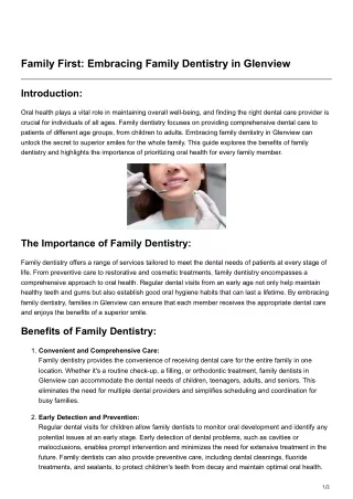 Family First Embracing Family Dentistry in Glenview