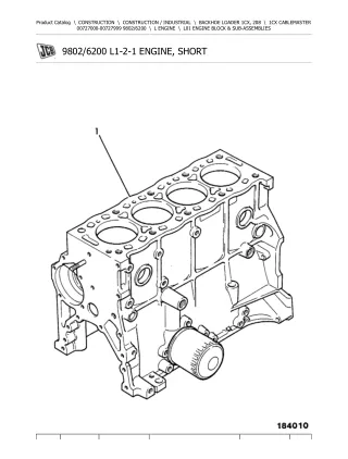 JCB 1CX CABLEMASTER BACKHOE LOADER Parts Catalogue Manual (Serial Number 00727000-00727999)