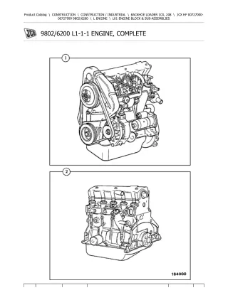 JCB 1CX HF BACKHOE LOADER Parts Catalogue Manual (Serial Number 00727000-00727999)