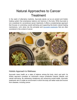 Natural Approaches to Cancer Treatment