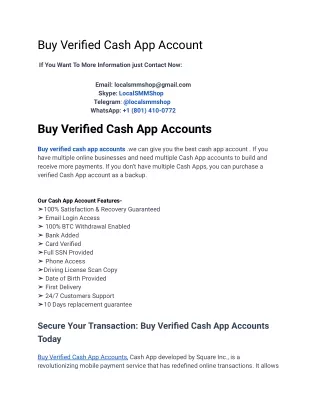 Top Sites To Buy Verified Cash App Account From Best Seller