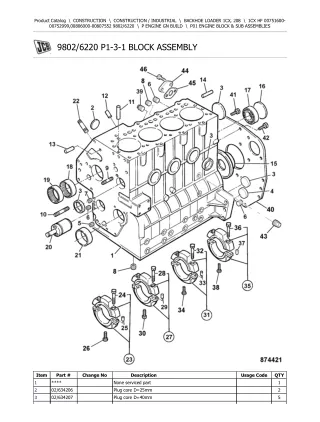 JCB 1CX HF BACKHOE LOADER Parts Catalogue Manual (Serial Number 00751600-00752999)