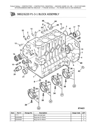 JCB 1CX HF BACKHOE LOADER Parts Catalogue Manual (Serial Number 00806000-00807552)