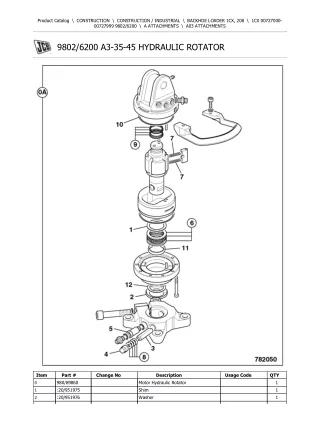 JCB 1CX Mini Backhoe Parts Catalogue Manual (Serial Number 00727000-00727999)