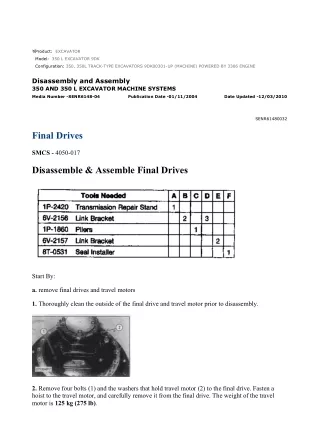 Caterpillar Cat 350, 350L EXCAVATOR (Prefix 9DK) Service Repair Manual Instant Download