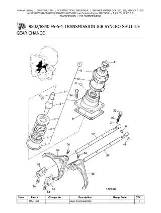 JCB 2CX AM LE (Low Emission Engine) BACKHOE LOADER Parts Catalogue Manual (Serial Number 00659599-00659999)