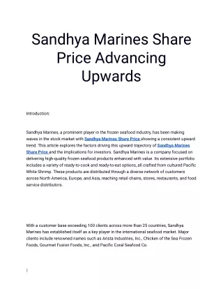 Get The Best Sandhya Marines Share Price Only At Planify