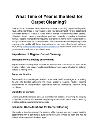 What Time of Year is the Best for Carpet Cleaning