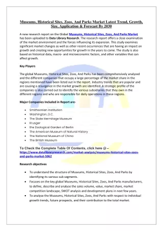 Museums, Historical Sites, Zoos, And Parks Market