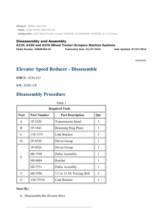 Caterpillar Cat 623H Wheel Tractor (Prefix EJD) Service Repair Manual Instant Download