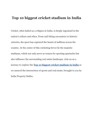 _Top 10 biggest cricket stadium in India