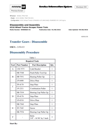 Caterpillar Cat 631G Wheel Tractor (Prefix DFA) Service Repair Manual Instant Download