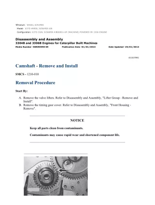 Caterpillar Cat 637D WHEEL SCRAPER (Prefix 4JB) Service Repair Manual Instant Download