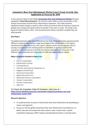 Automotive Rear Seat Infotainment Market