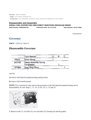 Caterpillar Cat 637D WHEEL SCRAPER (Prefix 22W) Service Repair Manual Instant Download