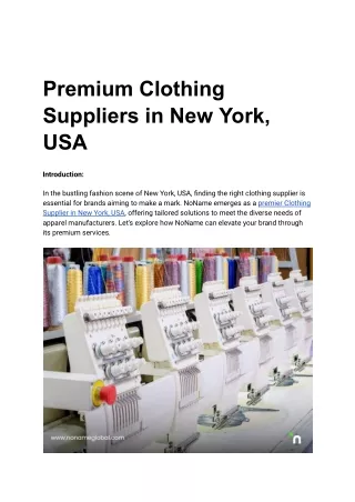 Premium Clothing Suppliers in New York, USA