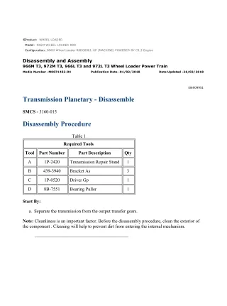 Caterpillar Cat 966M Wheel Loader (Prefix R8D) Service Repair Manual Instant Download