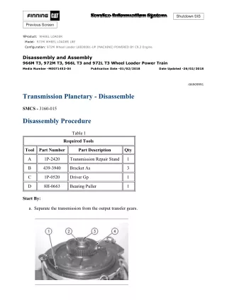 Caterpillar Cat 972M Wheel Loader (Prefix L8E) Service Repair Manual Instant Download