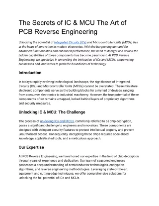 Decrypting the Future: Advancements in IC & Chip Unlocking Through PCB Reverse E