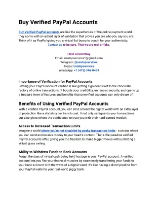 Buy Verified PayPal Accounts