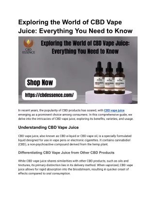 Exploring the World of CBD Vape Juice_ Everything You Need to Know