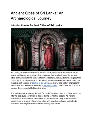 Ancient Cities of Sri Lanka_ An Archaeological Journey