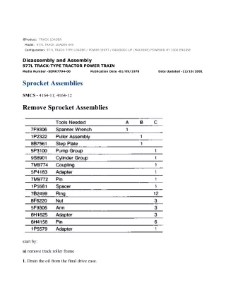 Caterpillar Cat 977L TRACK LOADER (Prefix 64X) Service Repair Manual Instant Download