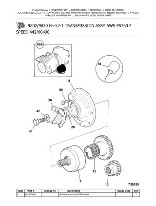 JCB 3CX 4WSSMPC Precision Control (Servo) BACKOHE LOADER Parts Catalogue Manual (Serial Number 00938430-00959999)