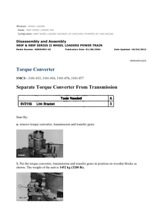 Caterpillar Cat 980F WHEEL LOADER (Prefix 3HK) Service Repair Manual Instant Download