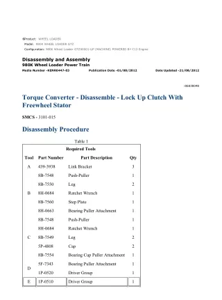 Caterpillar Cat 980K Wheel Loader (Prefix GTZ) Service Repair Manual Instant Download