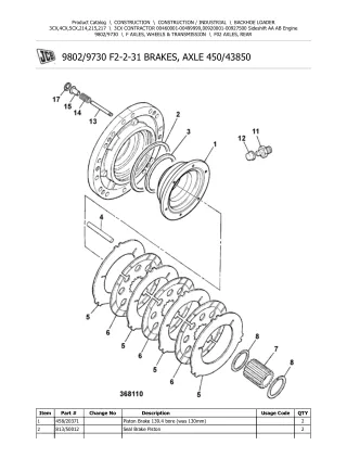 JCB 3CX BACKOHE LOADER (AA AB Engine) Parts Catalogue Manual (Serial Number 00460001-00499999)