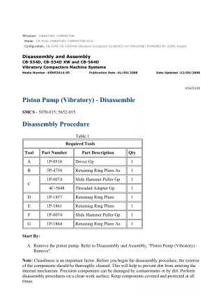 Caterpillar Cat CB-534D, CB-534DXW Vibratory Compactor (Prefix GCA) Service Repair Manual Instant Download