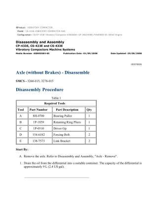 Caterpillar Cat CS-433E VIBRATORY COMPACTOR (Prefix ASR) Service Repair Manual Instant Download