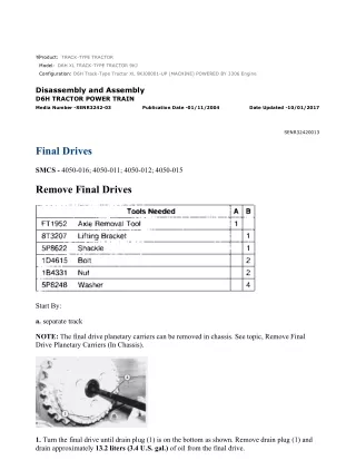 Caterpillar Cat D6H XL TRACK-TYPE TRACTOR (Prefix 9KJ) Service Repair Manual Instant Download