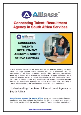 Connecting Talent - Recruitment Agency in South Africa Services
