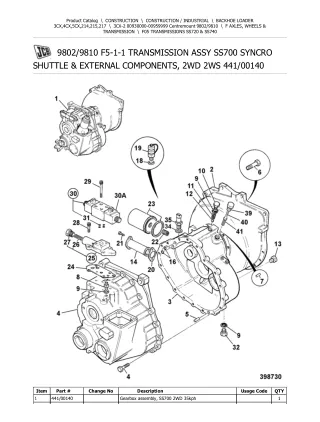 JCB 3CX-2 BACKOHE LOADER Parts Catalogue Manual (Serial Number 00930000-00959999)