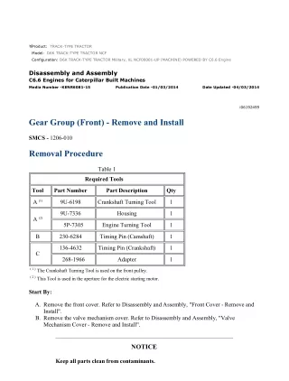 Caterpillar Cat D6K TRACK-TYPE TRACTOR (Prefix NCF) Service Repair Manual Instant Download