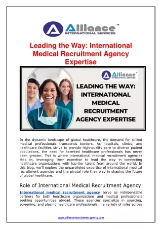 Leading the Way - International Medical Recruitment Agency Expertise