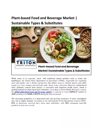 Plant-based Food and Beverage Market | Sustainable Types & Substitutes