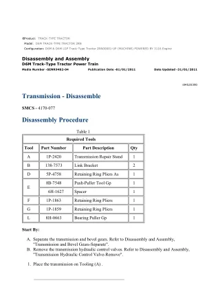 Caterpillar Cat D6M TRACK-TYPE TRACTOR (Prefix 2RN) Service Repair Manual Instant Download