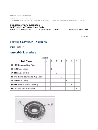 Caterpillar Cat D6M TRACK-TYPE TRACTOR (Prefix 2YS) Service Repair Manual Instant Download