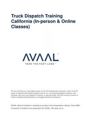 Truck-Dispatch-Training-California