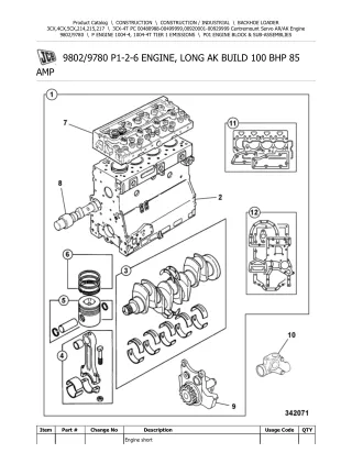JCB 3CX-4T PC Centremount Servo ARAK Engine BACKOHE LOADER Parts Catalogue Manual (Serial Number 00480988-00499999)