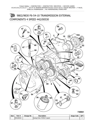 JCB 3CX-4T PC Precision Control (Servo) BACKOHE LOADER Parts Catalogue Manual (Serial Number 00938430-00959999)