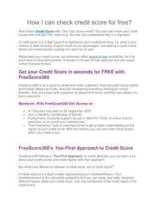 How I can check credit score for free