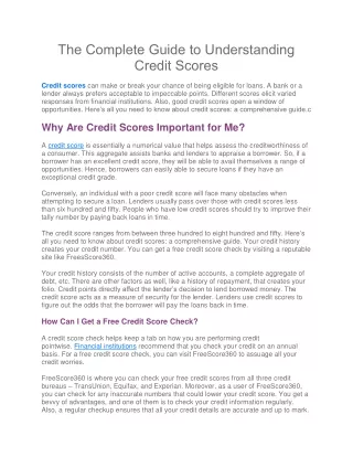 The Complete Guide to Understanding Credit Scores