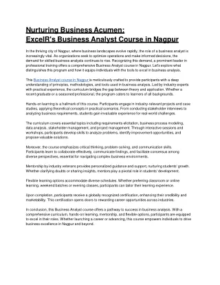 Business analyst course in Nagpur